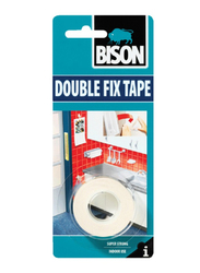 Bison Double Fix Tape, 1.5 Meter x 19mm, White