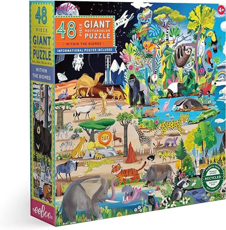 

eeBoo Within The Biomes 48 Piece Giant Jigsaw Puzzle for Kids, Multicolour, for Education and fun to play for kids.