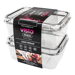 Visto Max (1.06qt) - Twin Pack Clear base & lid, colour seal with matching clips- Convenient Storage Solution for Organization