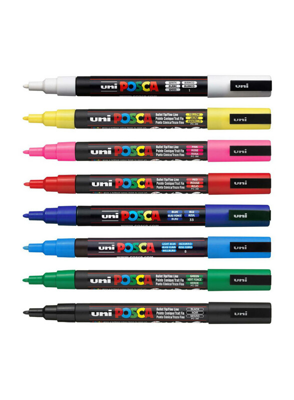 

Posca 8-Piece Water Based Paint Marker Set, 0.9-1.3mm, PC-3M, Multicolor
