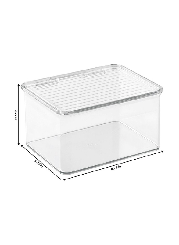 IDesign Kitchen Bins Bpa-Free Plastic Stackable Organizer Box With Lid, 3.75 Inch, Clear