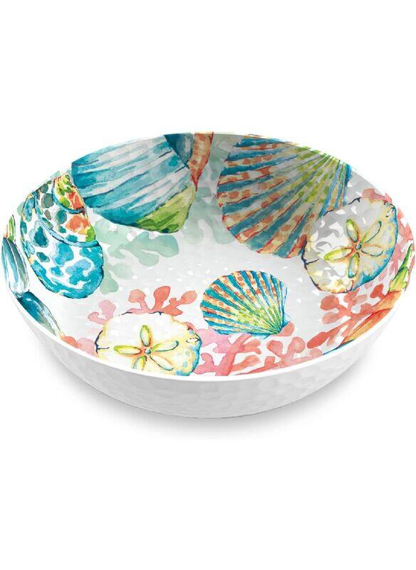

TarHong Sandbar Brights Ocean Themed Low Bowl, 8-Inch, 38-Ounce, Pure Melamine, Shatterproof, Indoor/Outdoor, multicolour