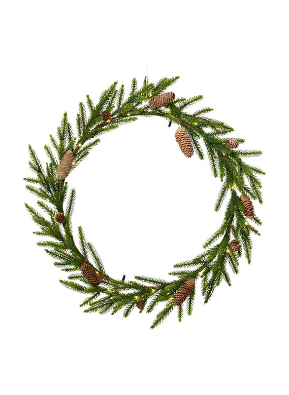 

Kaemingk Battery Operated Indoor Slim Wreath Micro Led, 50cm, Green