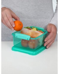 Sistema 1.2 Liter Lunch Box Plus, Green, is Stackable & Durable with easy Locking Clips to keep food sealed, Microwave & Dishwasher safe and BPA Free.