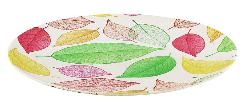 

Ecoware 20cm Bamboo Fiber Round Plate with Leaves Design, BD-BF-33, Multicolour