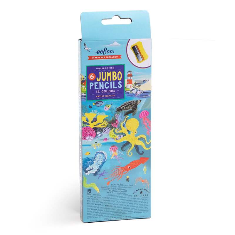 eeBoo Under the Sea 6 Jumbo Double Pencils for Education and fun to play for kids and great essential for writing and sketching.
