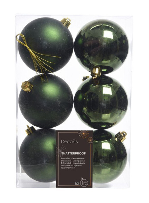 

Kaemingk Shatterproof Baubles, 6 Pieces, 8cm, Pine Green