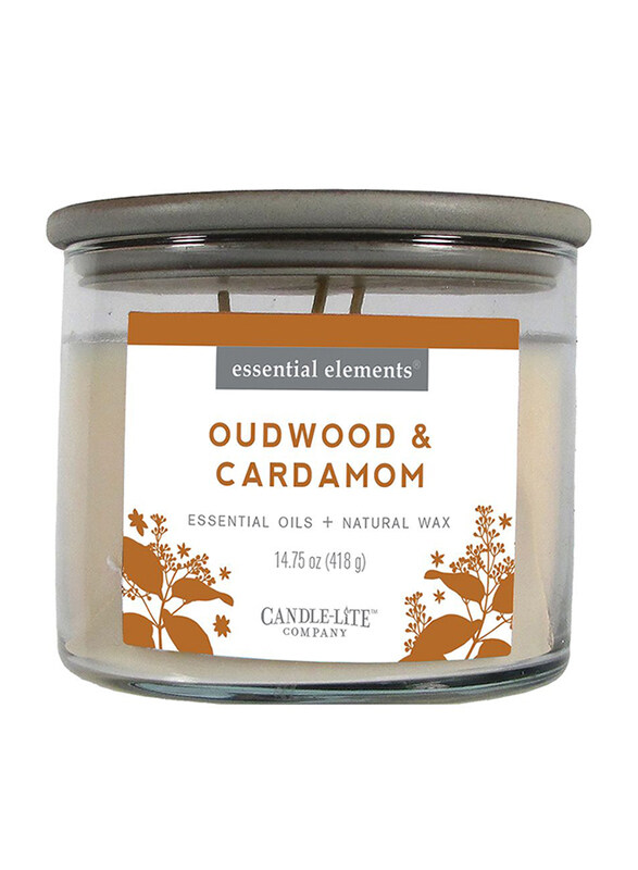 

Candle Lite Essential Cardamom & Oudwood Indoor Candle, 418g, Ivory