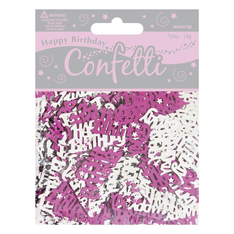 

Eurowrap Happy Bday Confetti, Pink/Silver