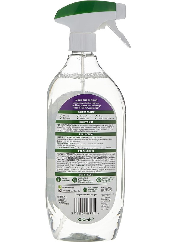Zoflora 800 ml, Midnight Blooms Multi-Purpose Disinfectant Anti-bacterial Cleaner Spray, Cuts through Grease & Grime.