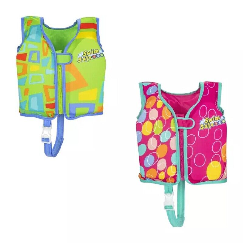 Bestway Jacket Boys & Girls Swim Safe Jacket For Kids Aged 3-6 Years, Confortable Textile And Foam Padding, Adjustable Straps And Buckles Clip Closure. S/M