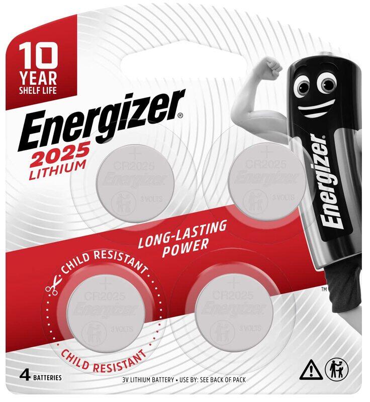 

Energizer Ecr 2025Bp2 Max- Sp Coin Lithium 3V Battery, 4 Piece, Silver