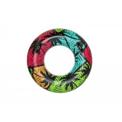 Bestway Coastal Castaway Swim Ring, Designed For Swimmer Aged 10+, Aristic And Colorful Seaside Graphics,Heavy Duty Handles, Easy To Inflate/Deflate. 91Cm