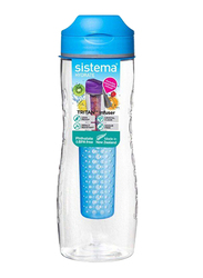 Sistema 800ml Tritan Infuser Plastic Water Bottle, Blue