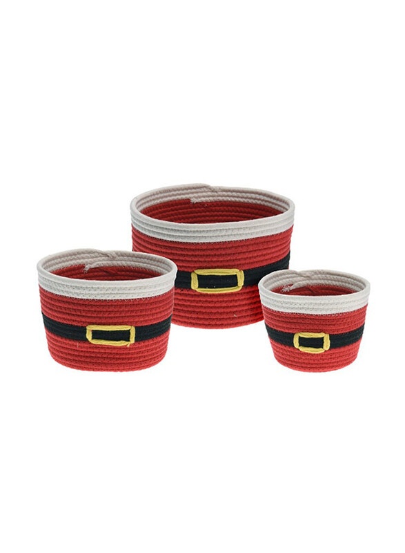 

Koopman Cotton Xmas Basket, 3 Pieces, Multicolour
