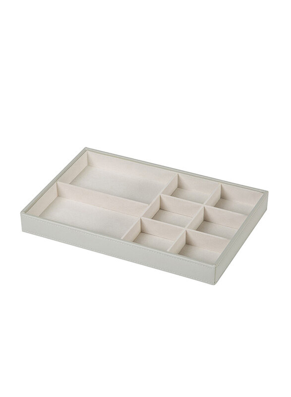 

Richards jewelry Pebbled Grey 8 Compartment Tray, White