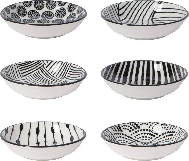 

Now Designs 6-Piece Porcelain Round Bits and Dots Pinch Bowl Set, Black/White