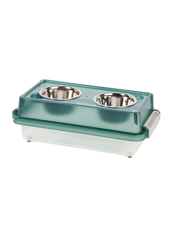 

Iris Polypropylene Elevated Dog Feeder Storage, Small, Green/Clear