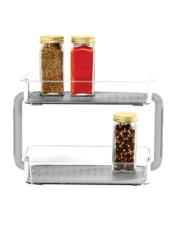

Madesmart Plastic 2 level Spice Organizer, Grey/Clear