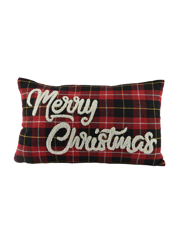 

Kaemingk Merry Christmas Cushion, Red/Black