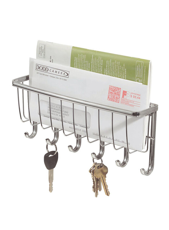 

Interdesign York Lyra Wallmount Mail and Key Rack, Silver