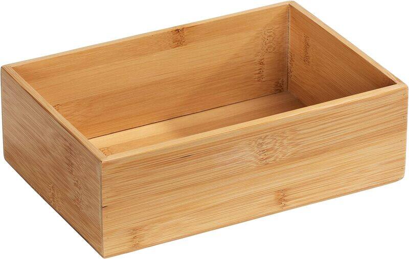 

Wenko 3 Compartment Terra Bamboo Bathroom Organiser Box, Brown