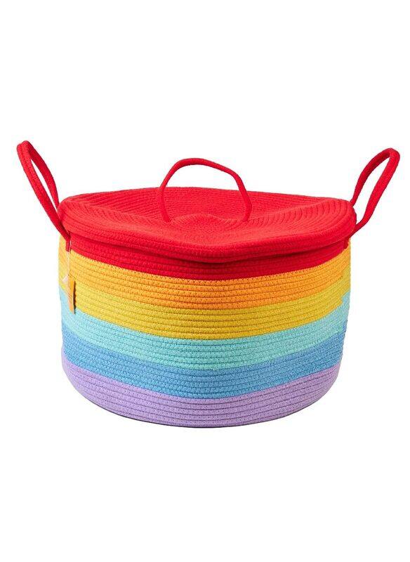 

Homesmiths Rainbow Cotton Rope Basket with Lid, 50 x 35 cm, Multicolour