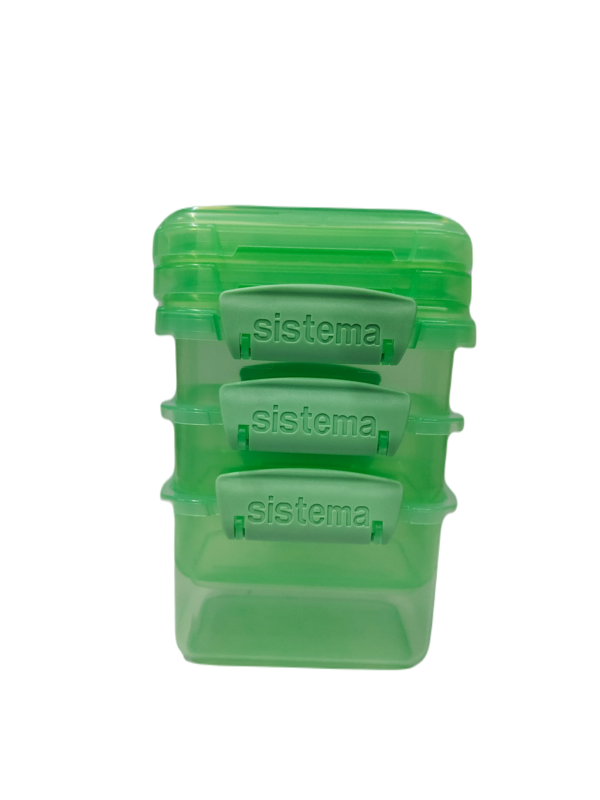 Sistema 400ml Rectangular Lunch Box Pack (3-Pack)  Green, Lunch on-the-Go ,BPA-Free.