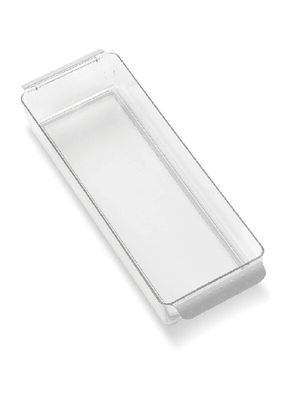 

Madesmart Plastic Fridge Shallow Bin, Clear/Grey