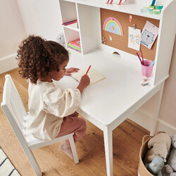 Homesmiths Elegant White Desk Table And Chair For Kids - Modern, Minimalist And Rustic