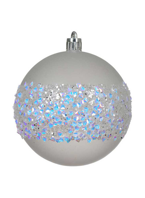 

Kaemingk Bauble Shatterproof with Matt Sequins, 8cm, Transparent