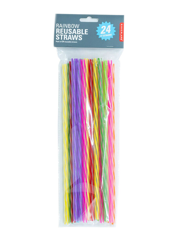 

Kikkerland 24-Piece Rainbow Reusable Straw Set, Multicolor