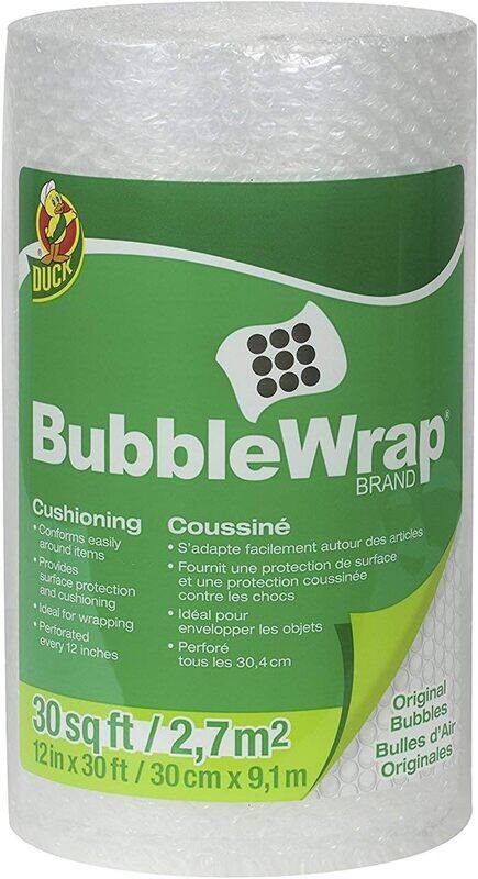 

Duck Long All Purpose Trilingual Original Cushioning Bubble Wrap, 12-inch x 30 Feet, Clear