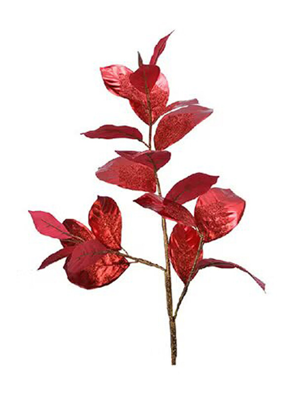 

Kaemingk Decoris 20cm Spray On Stem Polyester Glitter Leaves, Red