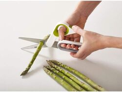 Joseph Joseph 10302 PowerGrip Kitchen Shears Scissors with Thumb Grip and Herb Stripper Separates for Cleaning Japanese Stainless-Steel, One-size, White/Green