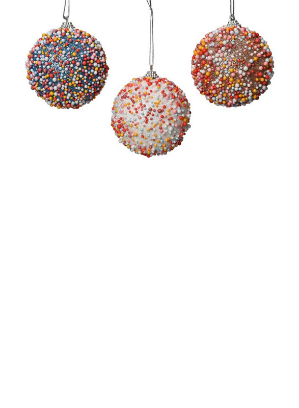 

Kaemingk Bauble Foam Glitter Mini Ball, 8cm, Pink/Blue/White