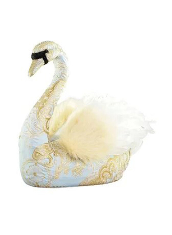 

Swift Fabric Swan Ornament, 35cm, Blue/Gold