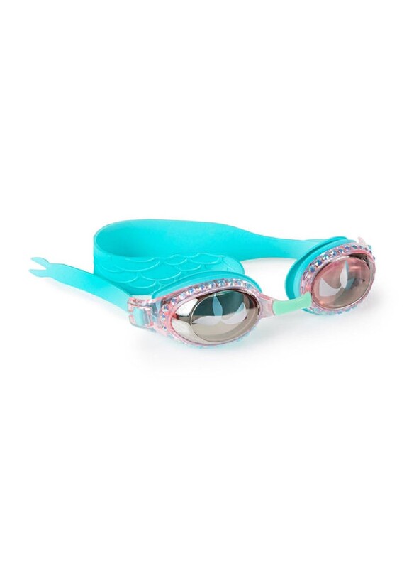 Bling2o Mermaid Blue Sushi Kids Swim Goggles Age +3, 100% silicone I latex-free I With uv protection I Anti-fog I with adjustable nose piece I comes with hard protective case.