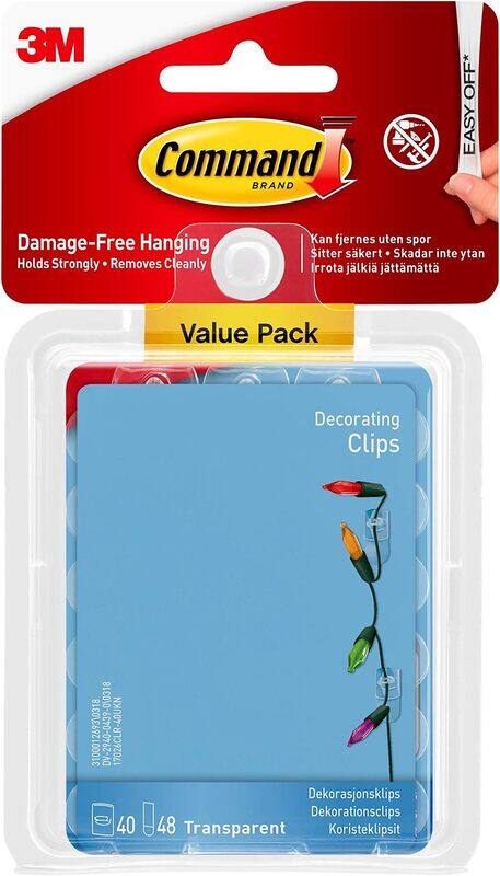 

3M Command Decorating Clips, 40 Pieces, 17026Clr-Vp, Clear