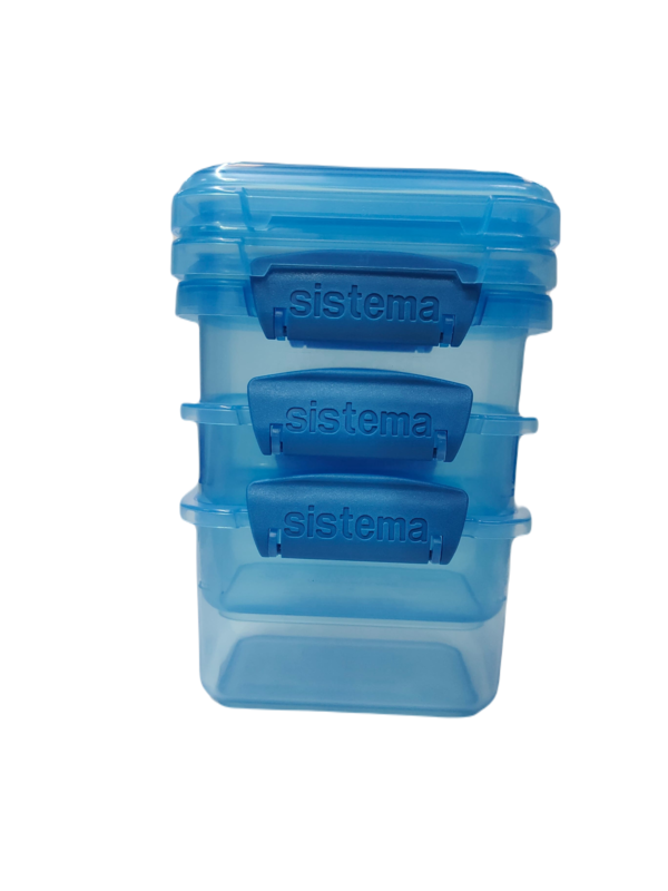 Sistema 400ml Rectangular Lunch Box Pack (3-Pack)  Blue, Lunch on-the-Go ,BPA-Free.