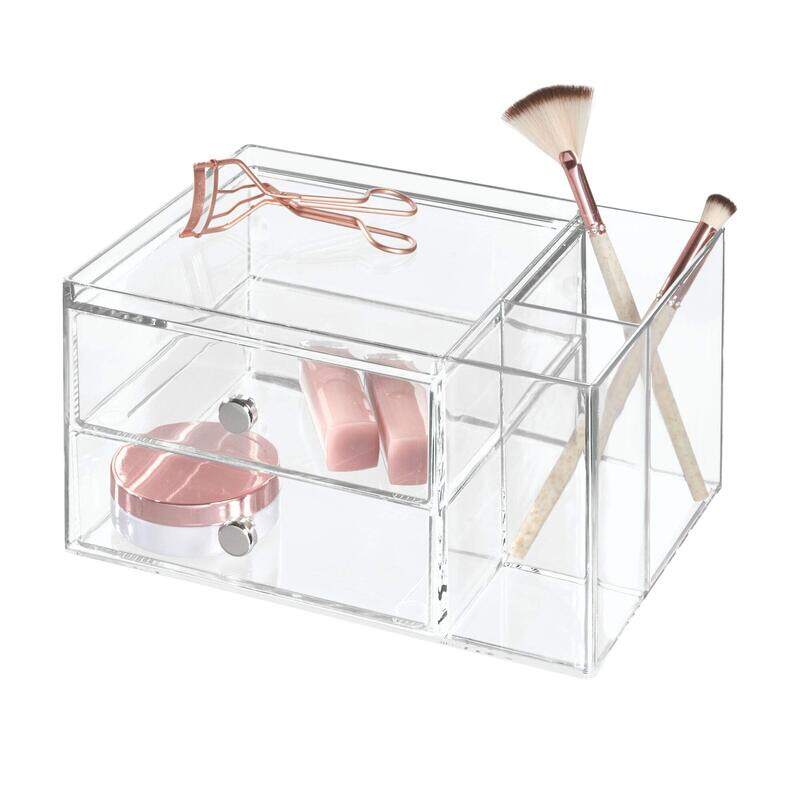 

Idesign Plastic Vanity with Compact Storage Set, Clear