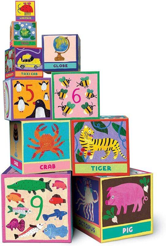 

eeBoo's First Words Tot Tower Stacking Blocks for Toddlers, Multicolor