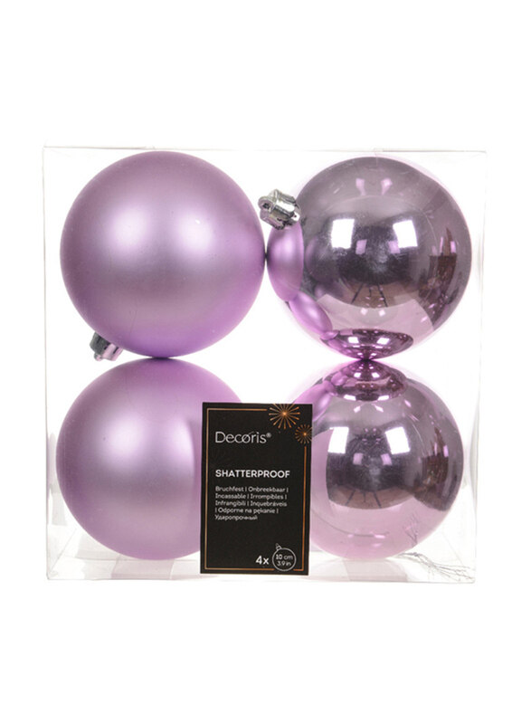 

Kaemingk Decoris Shatterproof Mix Pine Baubles, 4 Pieces, 10cm, Lilac Breeze