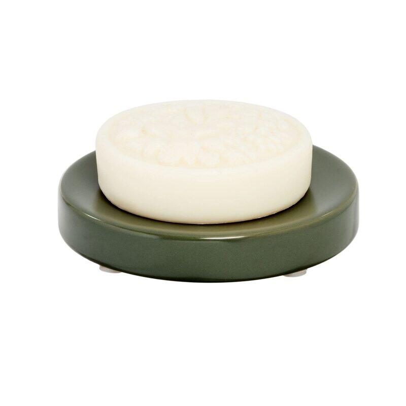 

IDesign Ceramic Earth Collection Ceramic Bar Soap Dish, Green