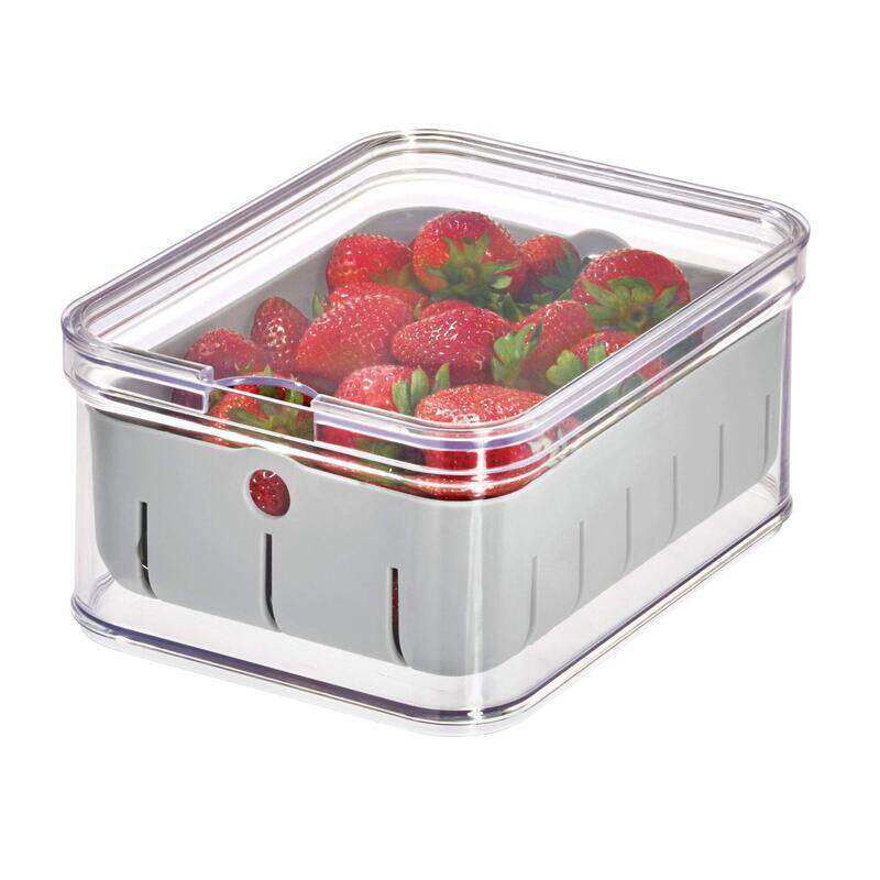 

Idesign Crisp Plastic Produce Storage Bin Bpa-Free, Clear/Gray