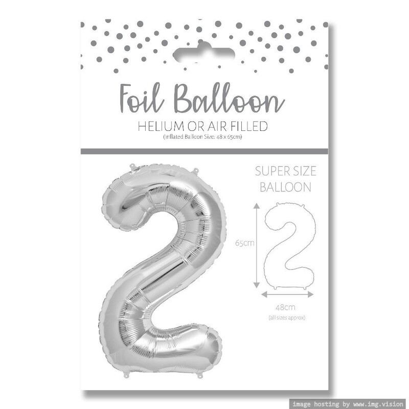Ballunar Number 2 Silver Foil Balloon 65cm - Perfect Party Decor for Celebrations and Milestones