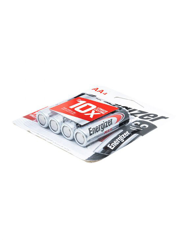 Energizer Max Alkaline Power Seal Technology AA Batteries, 4 Pieces, Black/Silver