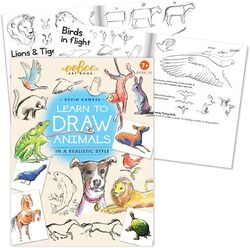 eeBoo: Art Book 3 - Learn to Draw Animals in a Realistic Style with Kevin Hawkes, Perfect Guide Book for Budding Young Artists, for Ages 7 and up, Includes 32 Pages