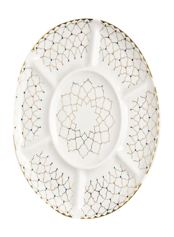 

Homesmiths 7 Compartment Rosa Zina Serving Dish Suitable for Ramadan Eid Decoration & Celebration, Multicolour