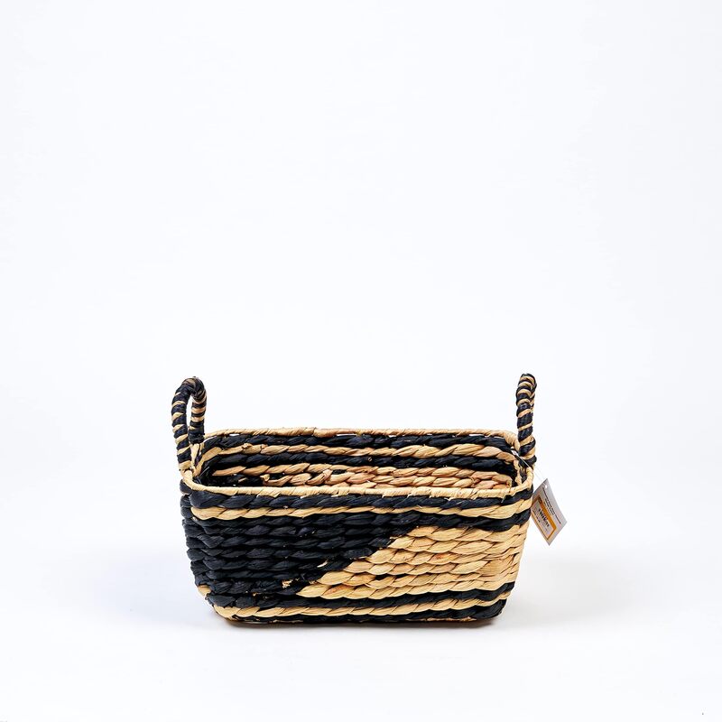 

Homesmiths Small Water Hyacinth Storage Basket, 35 x 21 x 16 cm, Brown/Black